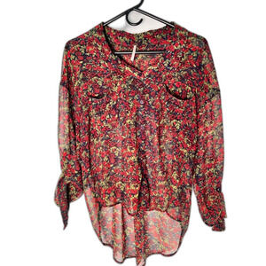 Free People Floral Sheer Button-Down Women’s Shirt XS